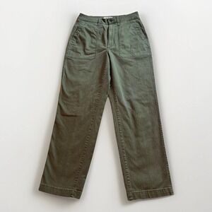 Madewell Pants Women's 28 Army Green Straight Leg High Rise Utility Cotton Chino